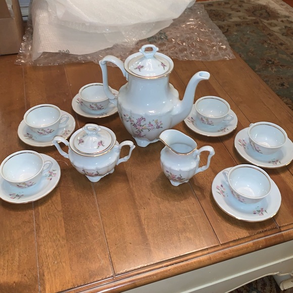 Walbrzych floral tea set 16pc porcelain rare fine china - Picture 2 of 16